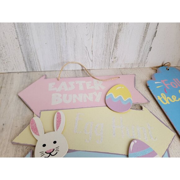 Easter follow the bunny he has chocolates spring hanging signs decor - Picture 4 of 8